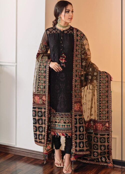3-Pcs Formal Unstitched Luxury Embroidered Organza Suit by Baroque