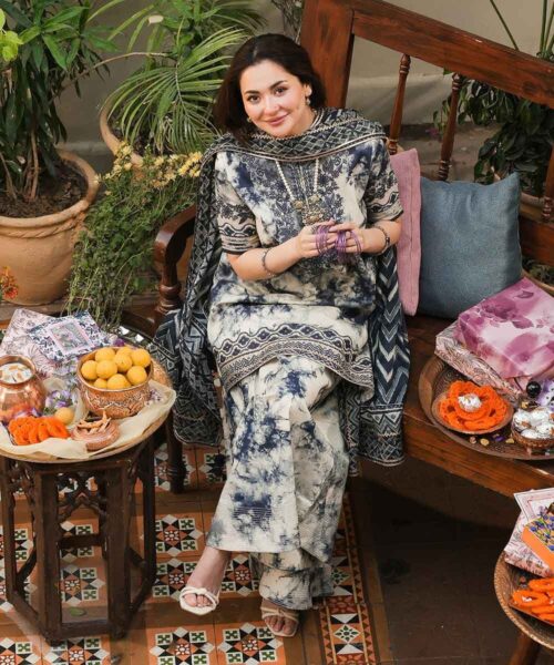 3-Pcs Midnight Marble Embroidered Lawn Suit by Cross Stitch